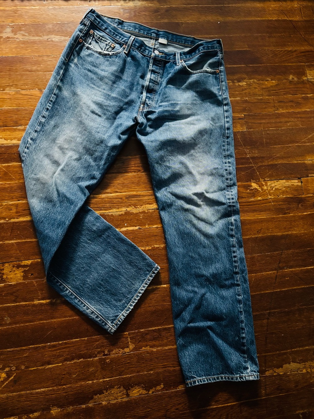 Vintage Levi’s 501 Button Fly Jeans Denim All Cotton Straight Leg Plus 38